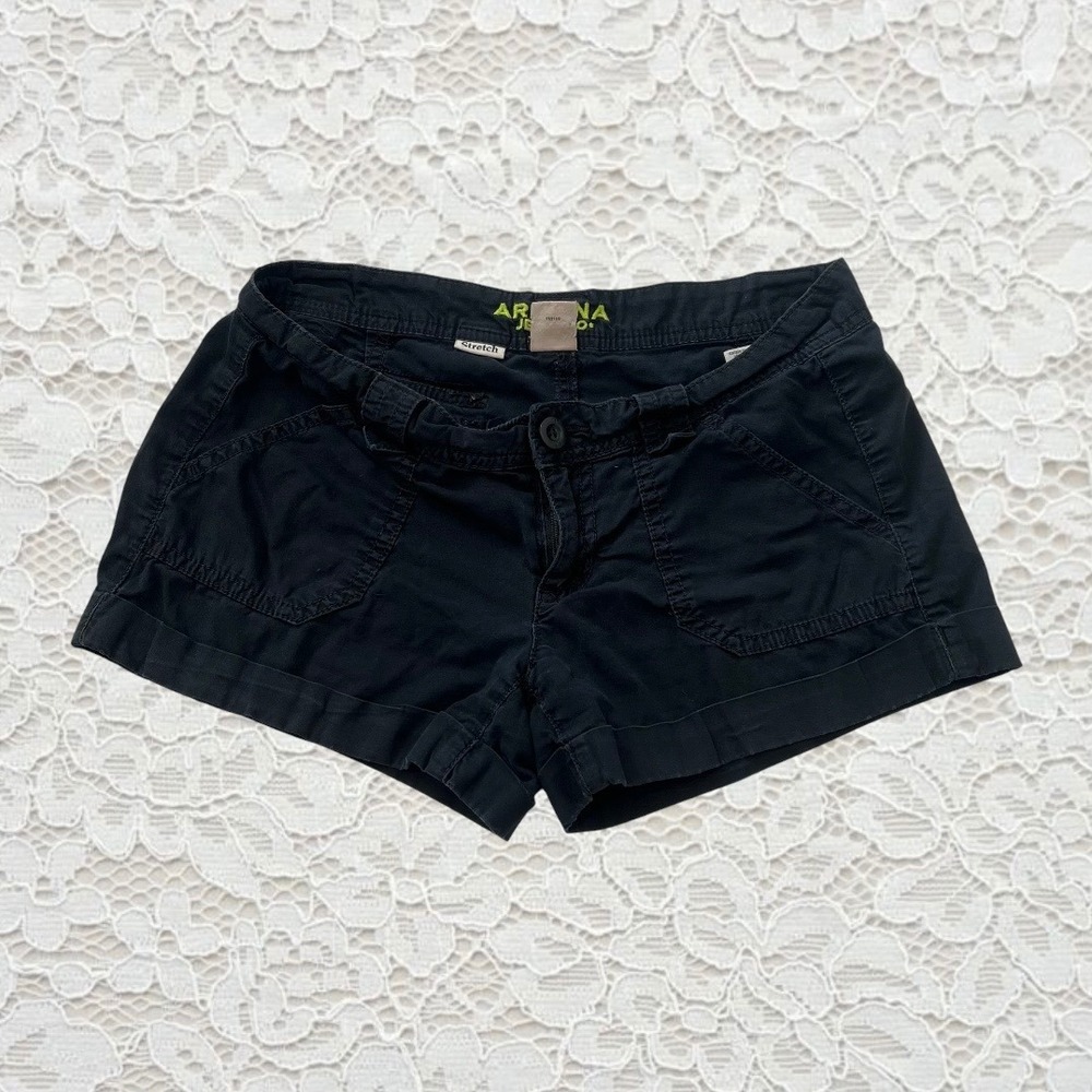 vintage low rise black cargo mini shorts